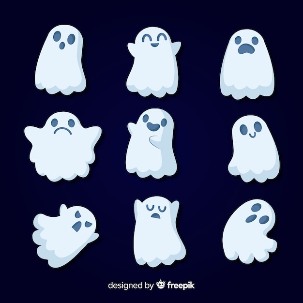 Set of halloween ghosts