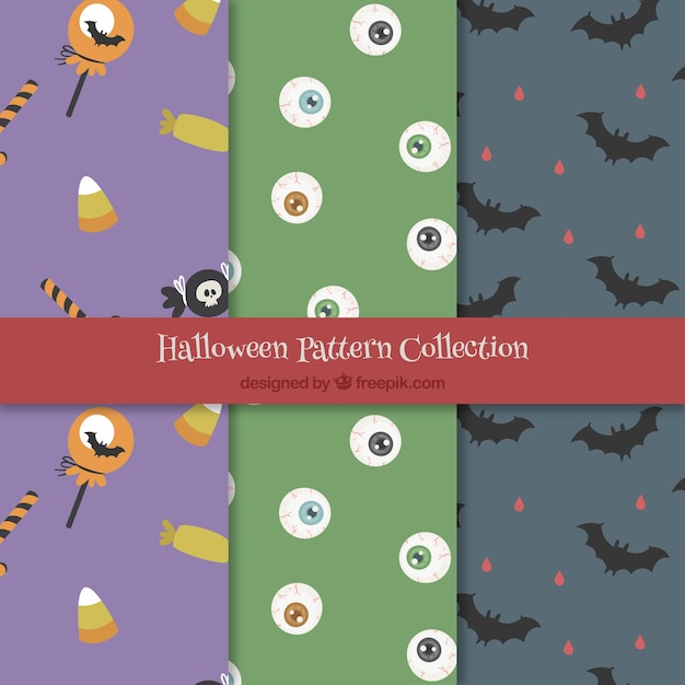 Free vector set of halloween patterns with elements