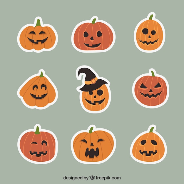 Set of halloween pumpkin stickers