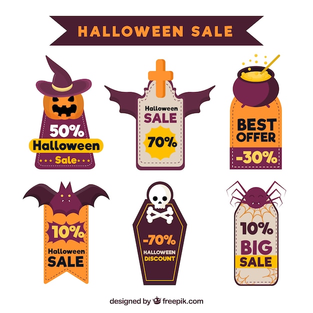 Set of halloween sale stickers