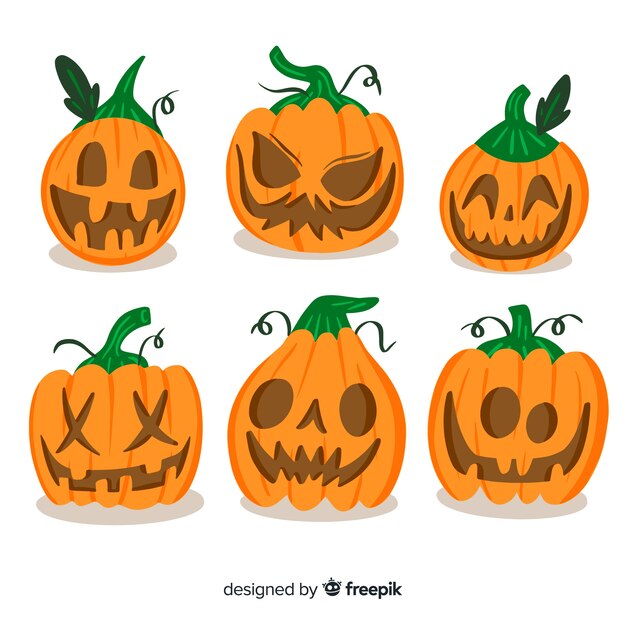 Set of halloween scary pumpkins