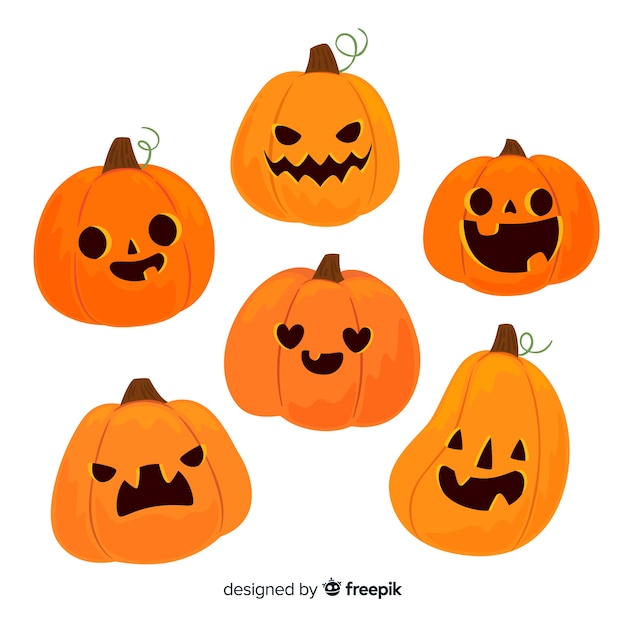 Set of halloween scary pumpkins