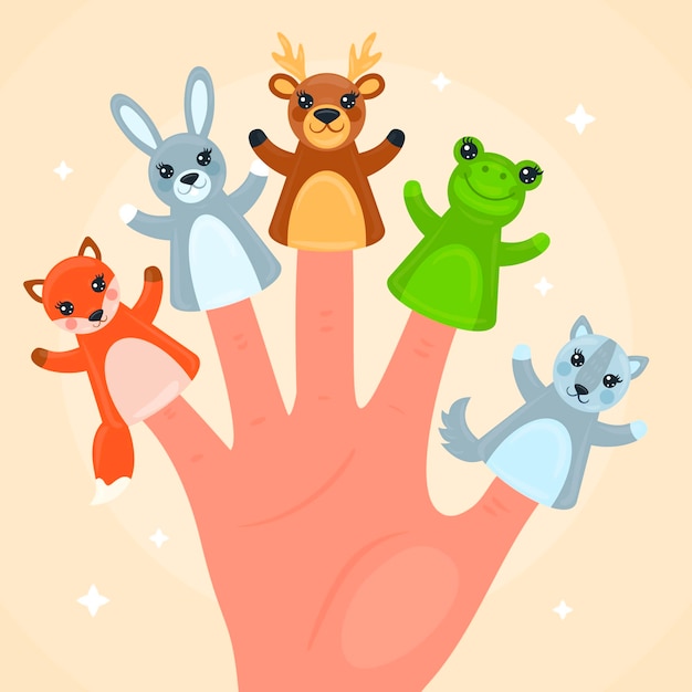 Free vector set of hand drawn adorable finger puppets