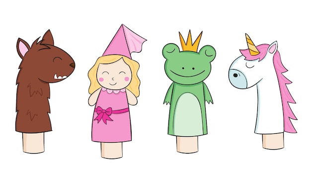 Free vector set of hand drawn adorable hand puppets