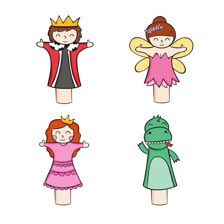 Free Vector set of hand drawn adorable hand puppets