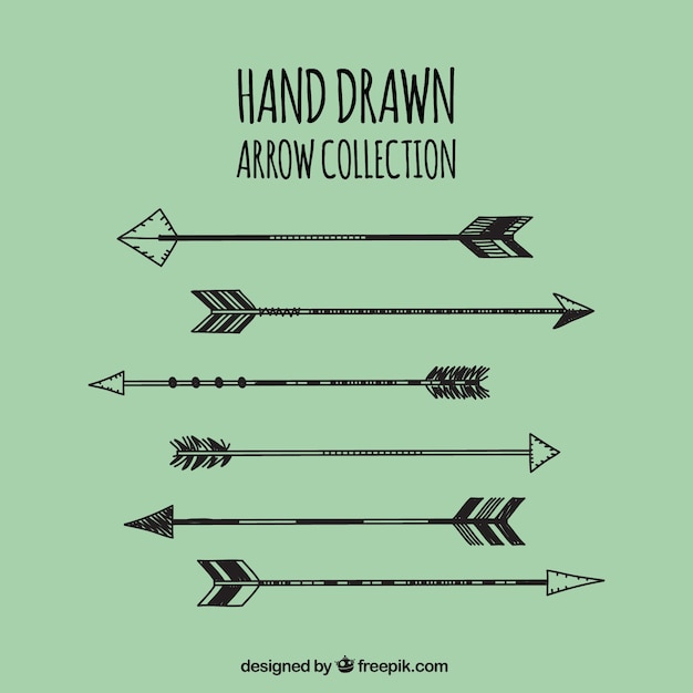 Vettore gratuito set di frecce disegnate a mano