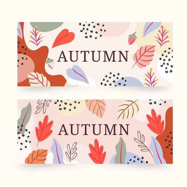 Set of hand drawn autumn banners