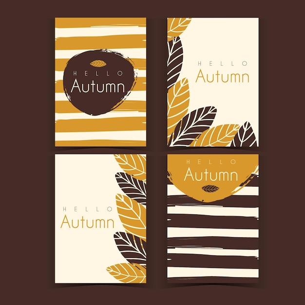 Free vector set of hand drawn autumn cards