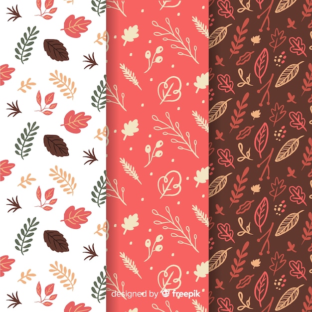 Set of hand drawn autumn patterns