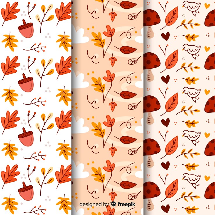 Free Vector set of hand drawn autumn patterns