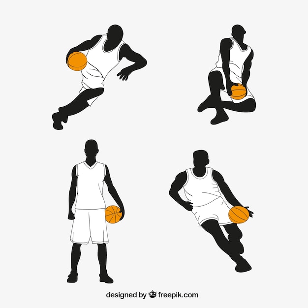 Vettore gratuito set di disegnati a mano i giocatori di basket