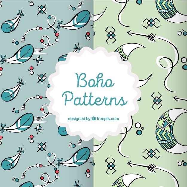 Set of hand drawn boho patterns