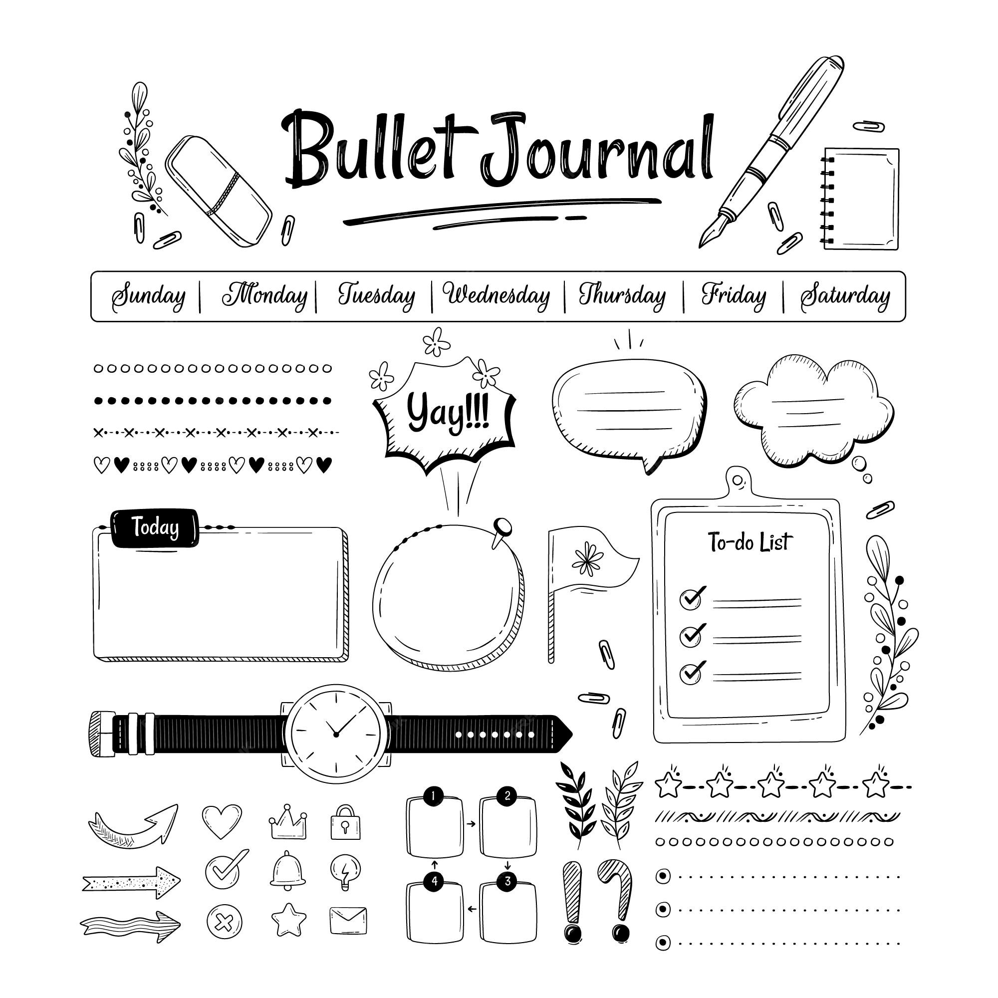 Bullet Journal Template Vectors & Illustrations For Free Download | Freepik