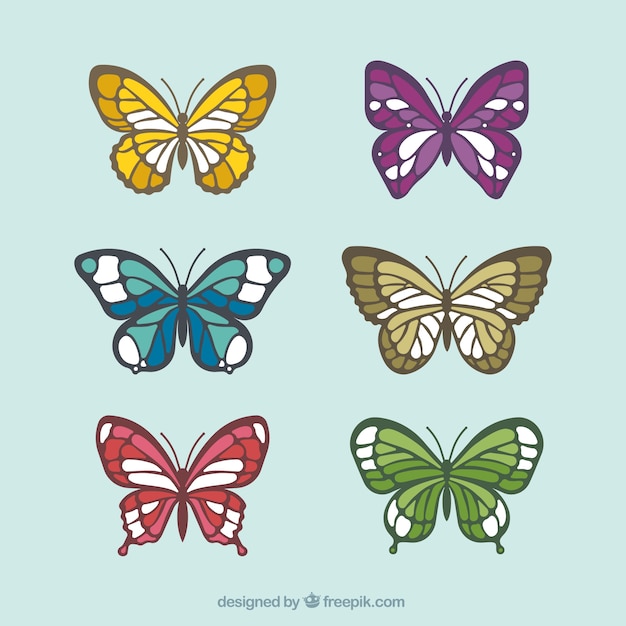 Free vector set of hand drawn butterflies