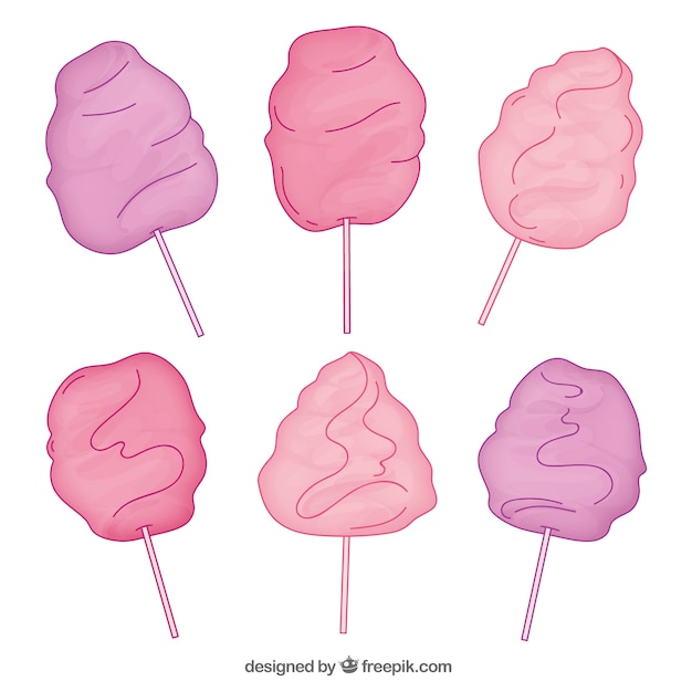 Set of hand drawn candy cotton