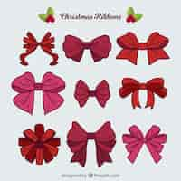 Free vector set of hand drawn christmas bow