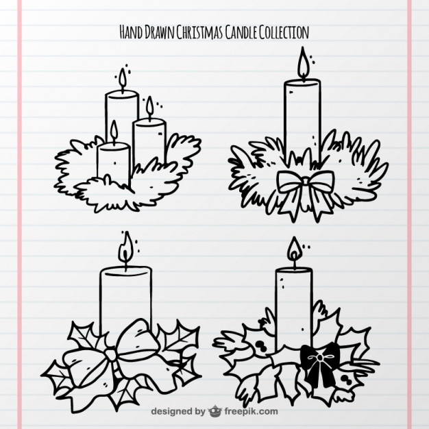 Set of hand drawn christmas candles