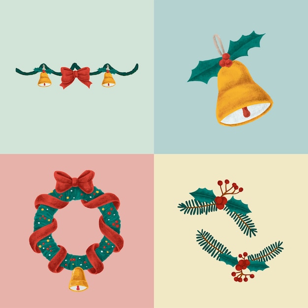 Set of hand drawn christmas illustrations