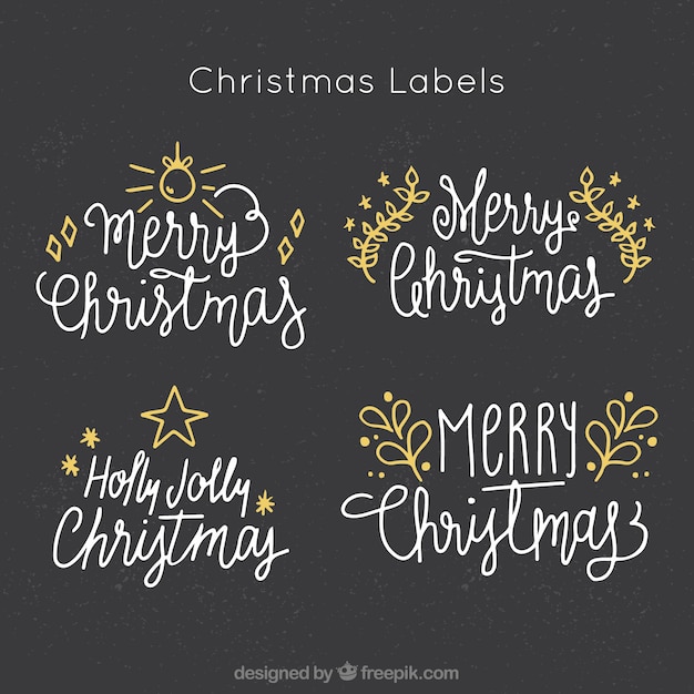 Set of hand-drawn christmas stickers