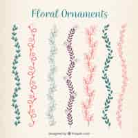 Free vector set of hand drawn colorful floral ornaments