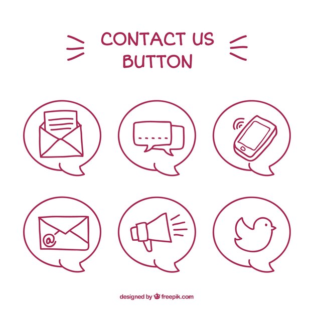 Set of hand drawn contact buttons