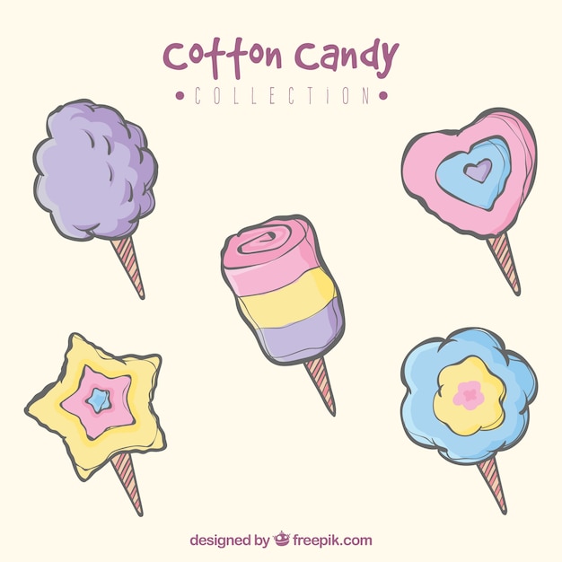 Set of hand drawn cotton candy