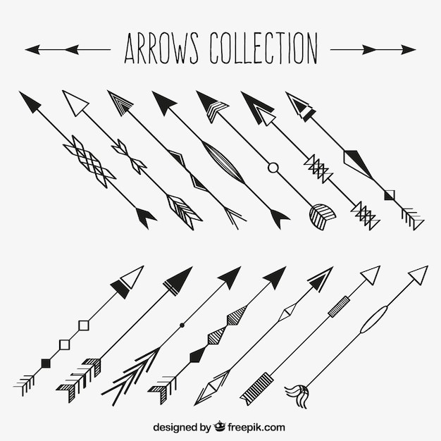 Set of hand drawn decorative arrows