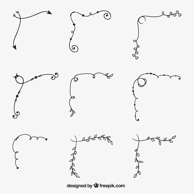 手描きの装飾的なボーダーのセット