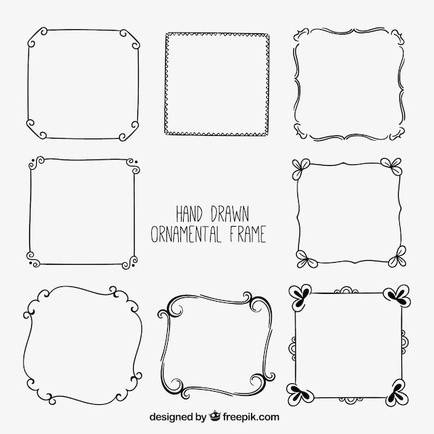 Free vector set hand drawn decorative frames