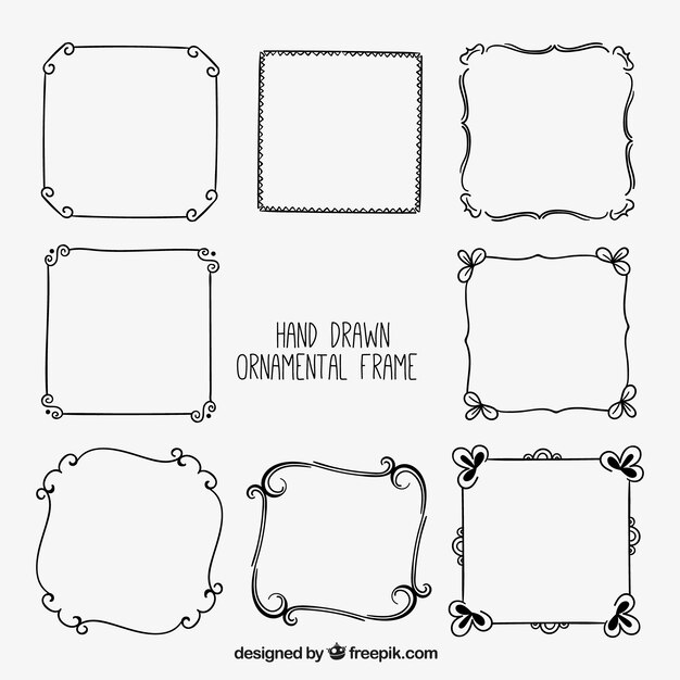 Set hand drawn decorative frames