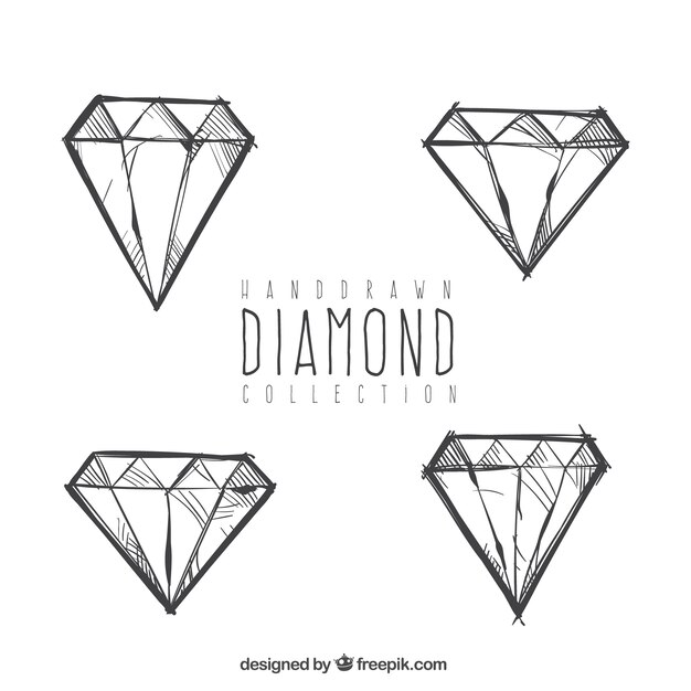 Set of hand-drawn diamonds