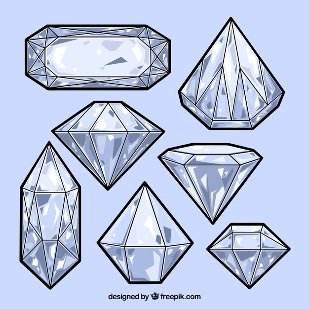 Set of hand-drawn diamonds