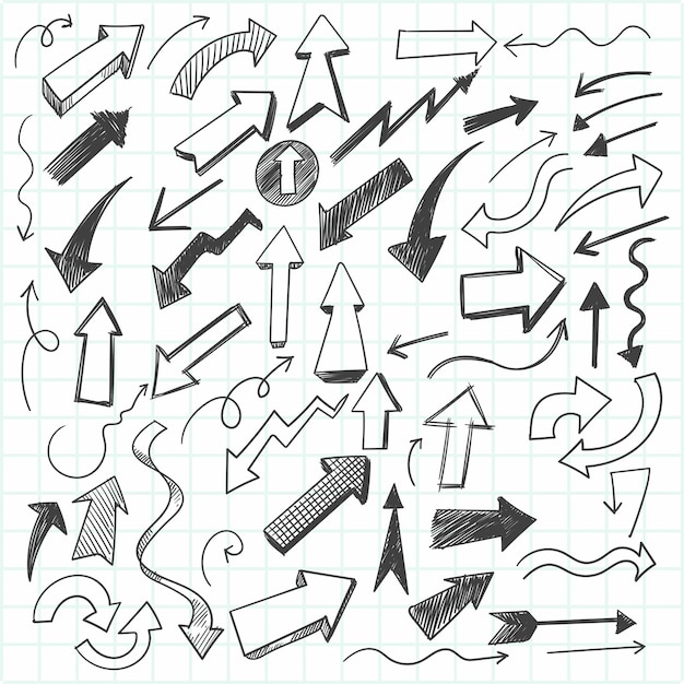 Set of hand-drawn doodles arrows, sketch style