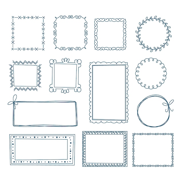 Set of hand drawn elegant ornamental frames