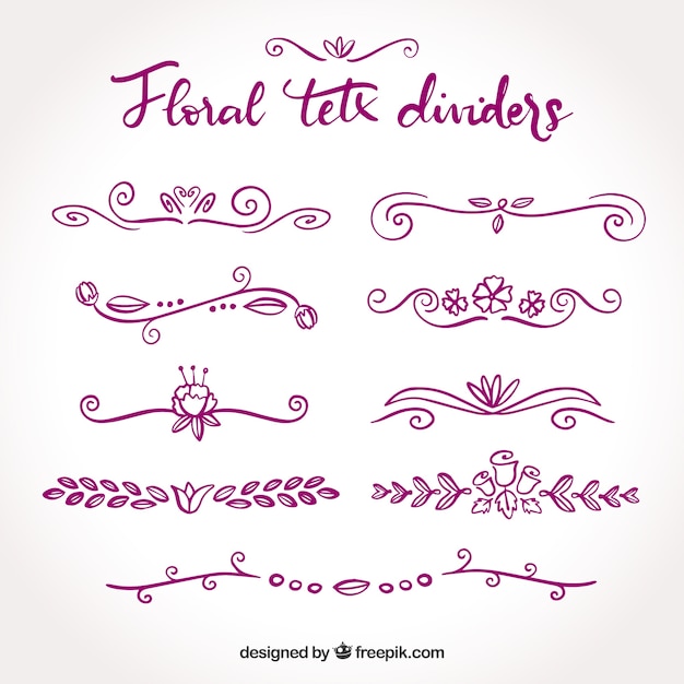 Free vector set of hand drawn floral borders