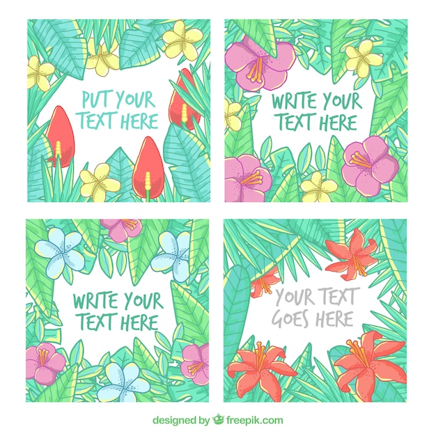Free Vector set of hand drawn floral frames