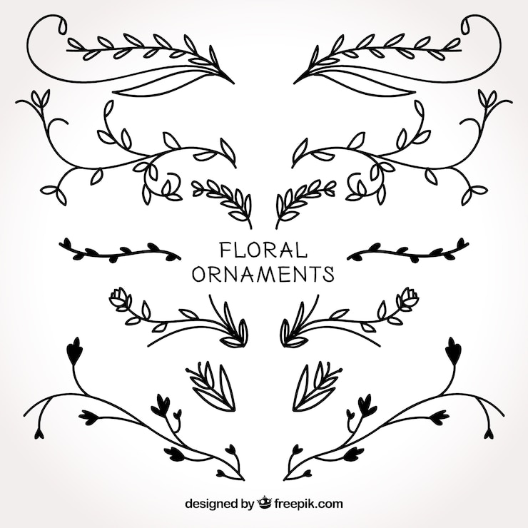 Free Vector set of hand drawn floral ornaments