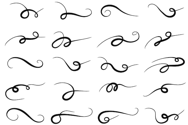 Set of hand drawn flourish elements