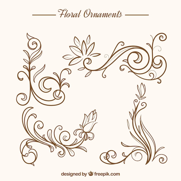 Free vector set of hand drawn flowers ornaments