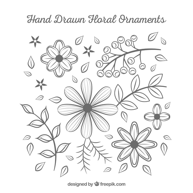 手描きの花のセット