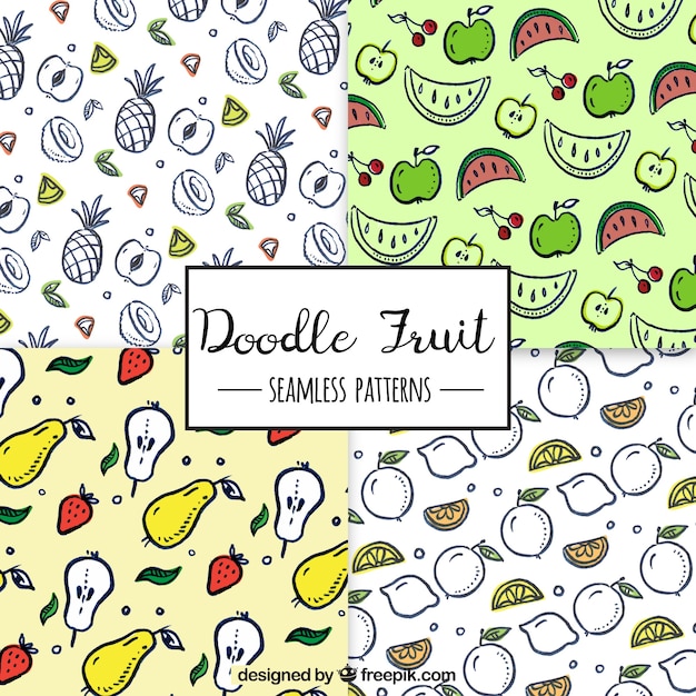 Free vector set of hand drawn fruit patterns