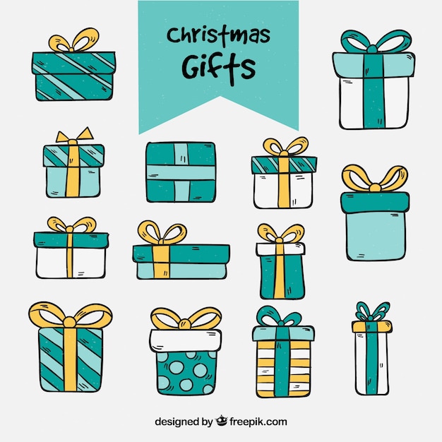 Free vector set of hand drawn gift boxes