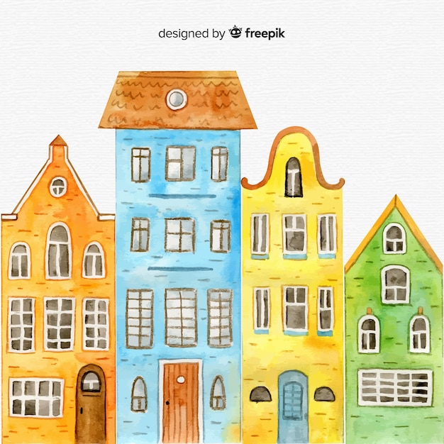 Set of hand drawn houses