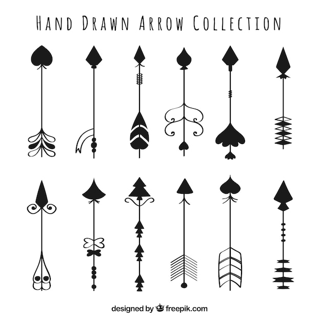 Set of hand drawn indian arrows