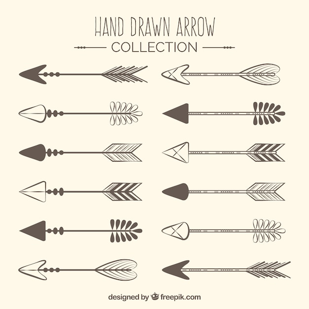 Vettore gratuito set di disegnati a mano frecce indiane