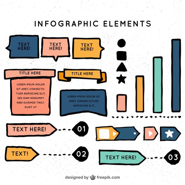 Set of hand-drawn infographic elements