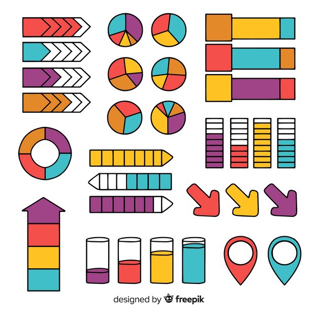 Набор рисованных инфографических элементов