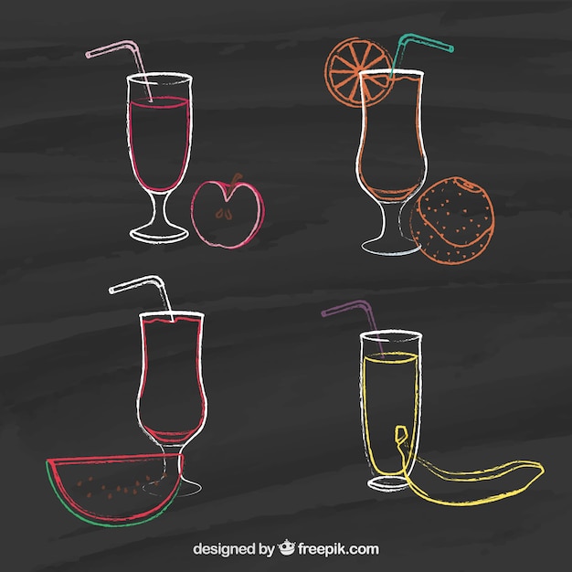 Free vector set of hand-drawn juices