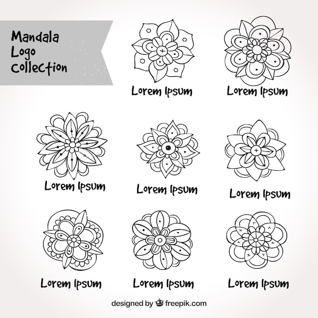 Free vector set of hand drawn mandalas logos