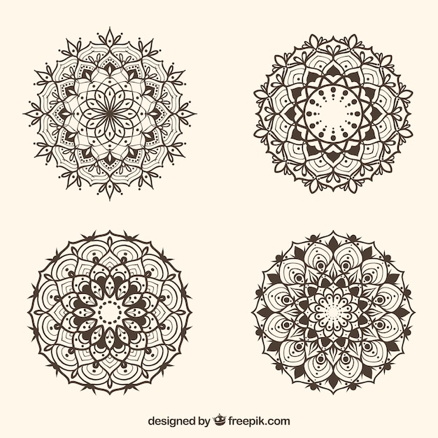 Set of hand drawn mandalas 